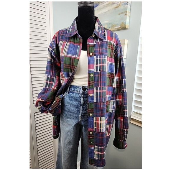 Casey & Max Shacket – Plaid Cotton Button Up Vintage XL Made in India - Picture 1 of 7